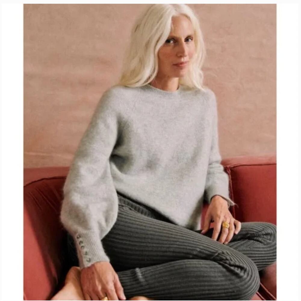 Sezane Light Gray Crew Neck Sweater